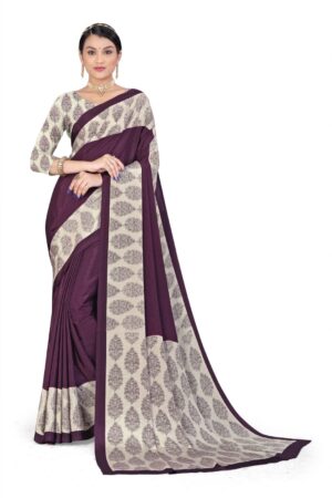 Uniform Silk Crepe Saree