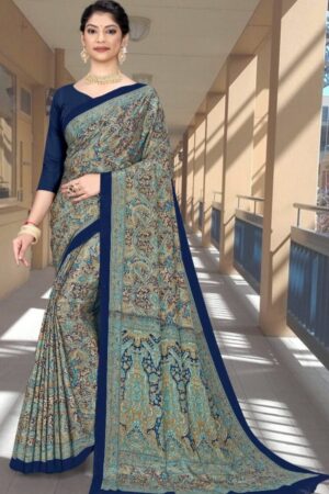 Uniform silk crepe saree