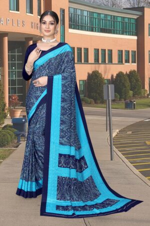 uniform silk crepe saree
