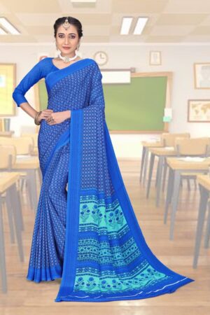 Uniform silk crepe saree