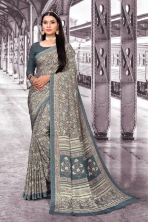 uniform silk crepe saree