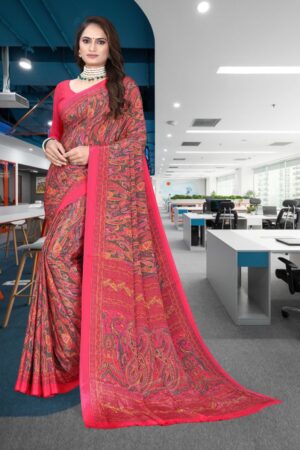 uniform silk crepe saree