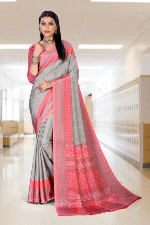 Uniform silk crepe saree