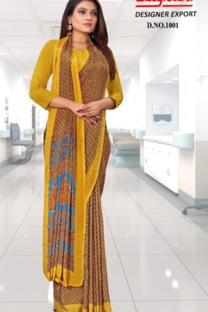 Uniform silk crepe saree