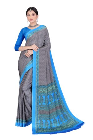 Uniform silk crepe saree