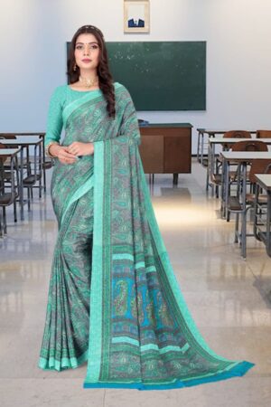 Uniform silk crepe saree