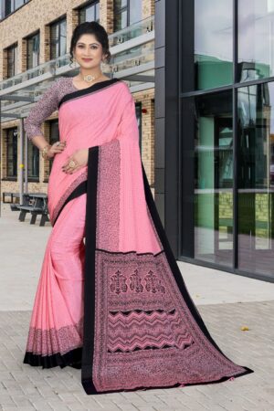 Uniform silk crepe saree