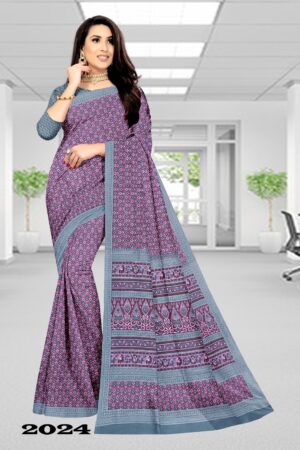 Uniform silk crepe saree