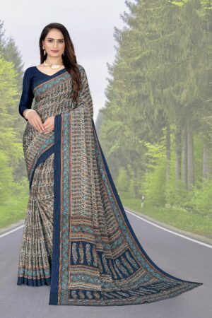 Uniform silk crepe saree