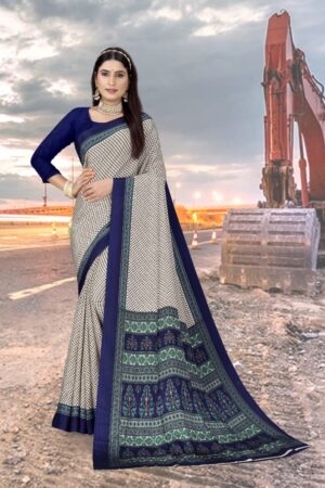 Uniform silk crepe saree