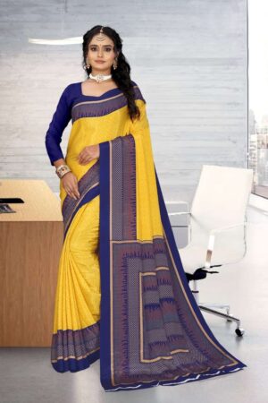 Uniform silk crepe saree
