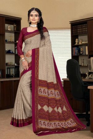 Uniform silk crepe saree