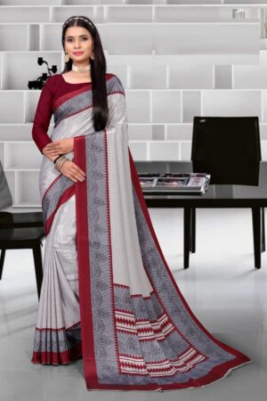 Uniform silk crepe saree