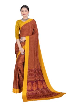 Uniform silk crepe saree