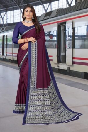 Uniform silk crepe saree