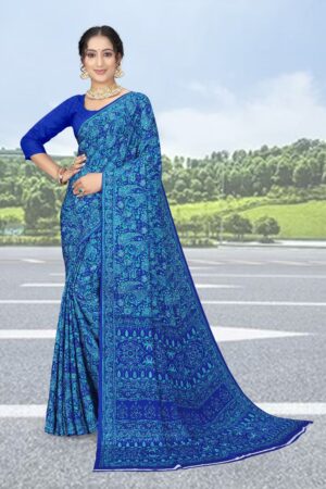 Uniform silk crepe saree