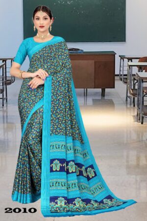 Uniform silk crepe saree