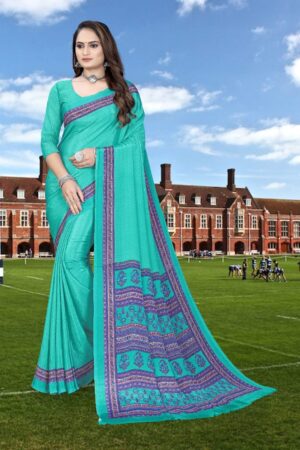 Uniform silk crepe saree