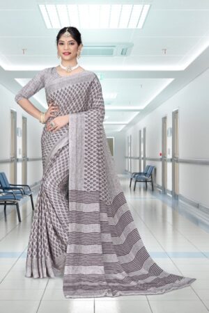 Uniform silk crepe saree
