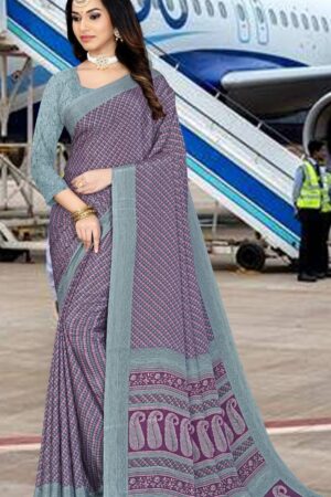 Uniform silk crepe saree