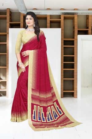 Uniform silk crepe saree