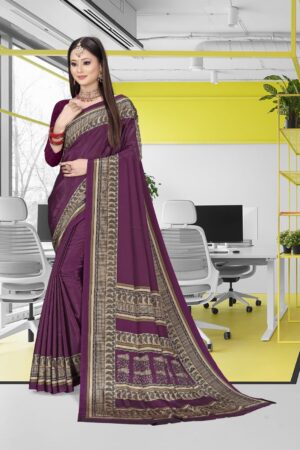 Uniform silk crepe saree