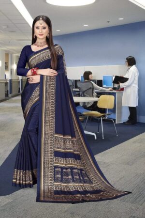 Uniform silk crepe saree