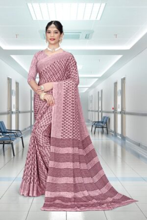 Uniform silk crepe saree