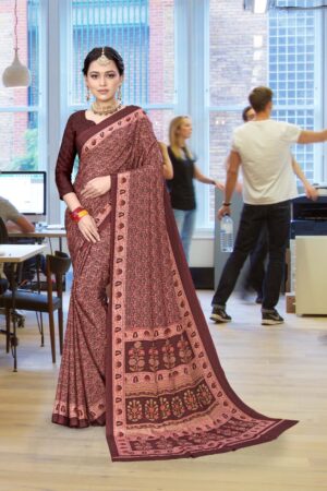 Uniform silk crepe saree
