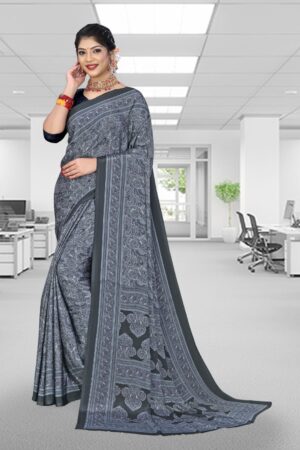 Uniform silk crepe saree