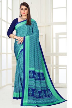 Uniform silk crepe saree