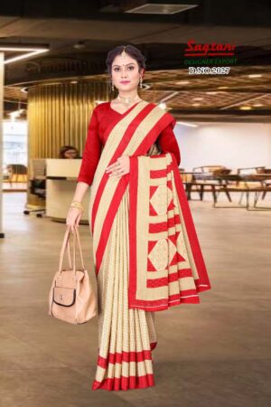 Uniform silk crepe saree