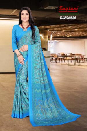 Uniform silk crepe saree