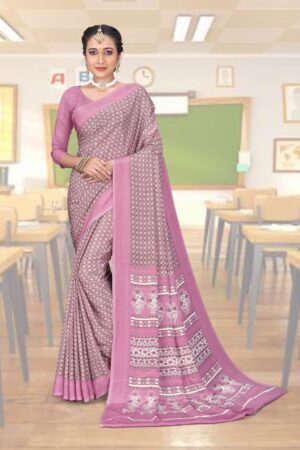 Uniform silk crepe saree