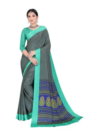 Uniform silk crepe saree