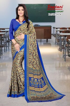 Uniform silk crepe saree