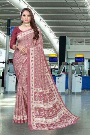 Uniform silk crepe saree