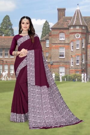 Uniform silk crepe saree