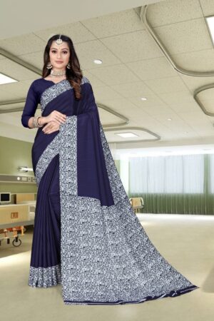 Uniform silk crepe saree