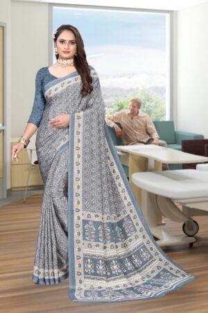 Uniform silk crepe saree