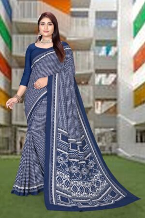 uniform silk crepe saree
