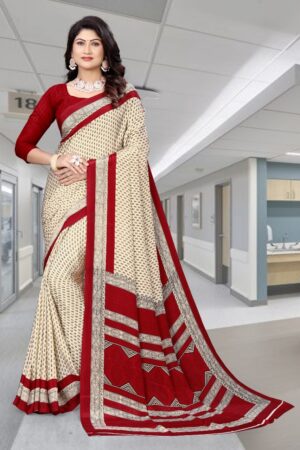 uniform silk crepe saree