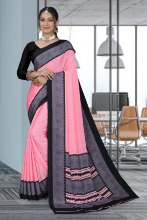 Uniform silk crepe saree