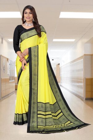 Uniform silk crepe saree