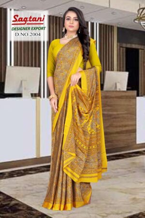 Uniform silk crepe saree