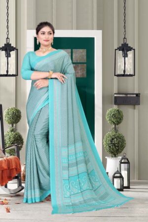 Uniform silk crepe saree