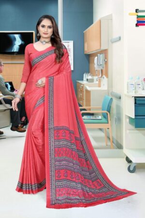 uniform silk crepe saree
